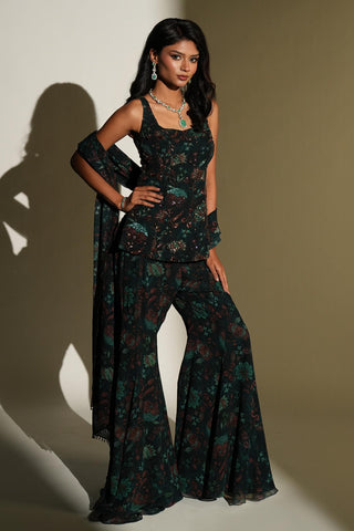 Palazzo Set Indian Wedding - Green Eka Palazzo Set by Kiyohra