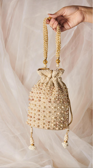 White sweet pearls potli