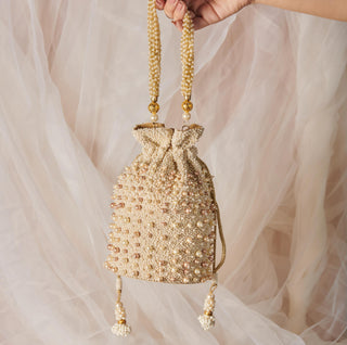 White sweet pearls potli