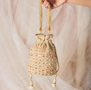 White sweet pearls potli