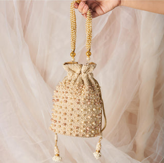 White sweet pearls potli