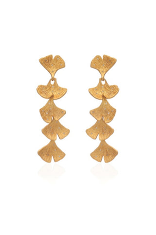 Earring Contemporary Wear - Gold Ginkgo Leaf Dangle by Putstyle