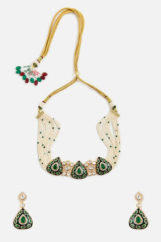 Choker Set Indian Wedding Green Polki Necklace by Vivinia by Vidhi Mehra