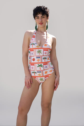 Multicolor bonnes vacances kottu swimsuit vacation print