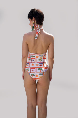 Multicolor bonnes vacances kottu swimsuit vacation print
