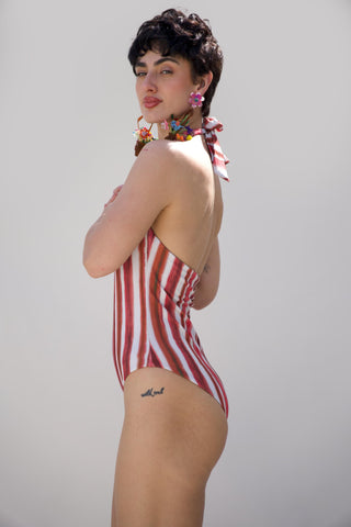 Multicolor bonnes vacances tie dye kottu swimsuit