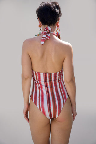Multicolor bonnes vacances tie dye kottu swimsuit