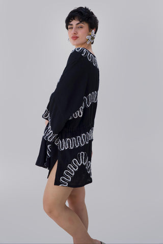 Black bonnes vacances ricks kaftan top