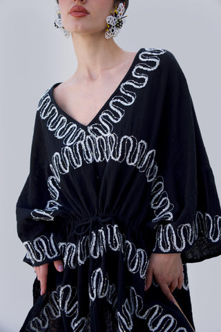 Black bonnes vacances ricks kaftan top
