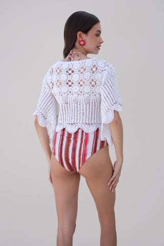 White bonnes vacances yamore poncho