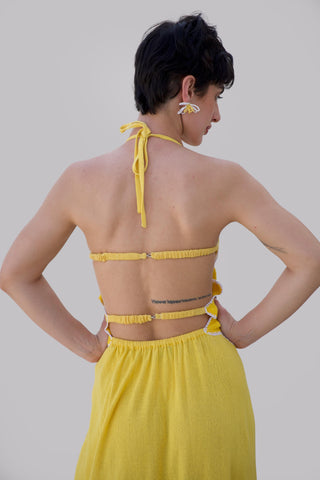 Yellow bonnes vacances sunflower maxi dress