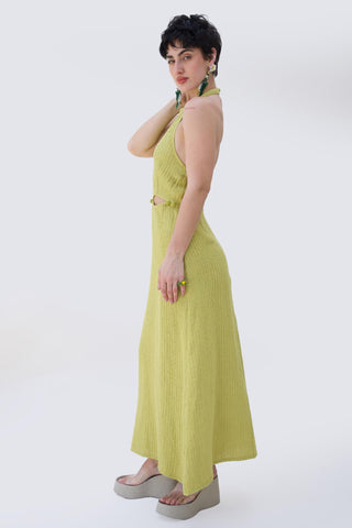 Green bonnes vacances kafia dress