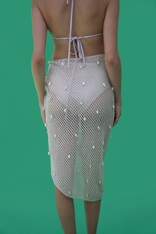 Beige bonnes vacances mirissa mesh pareo