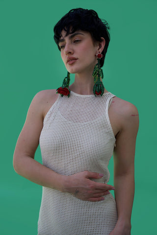 White bonnes vacances chella fringe dress