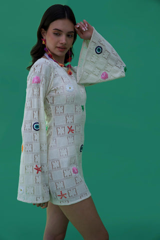 White bonnes vacances chella mini dress