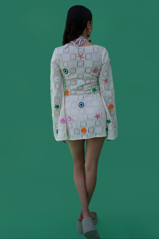 White bonnes vacances chella mini dress