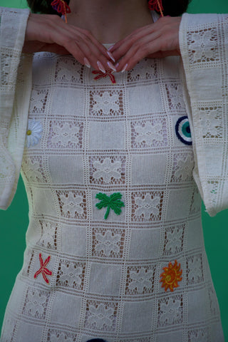 White bonnes vacances chella mini dress