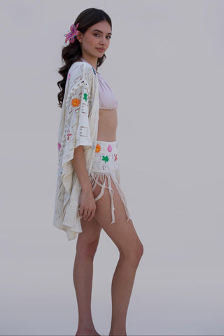 White bonnes vacances chella kimono