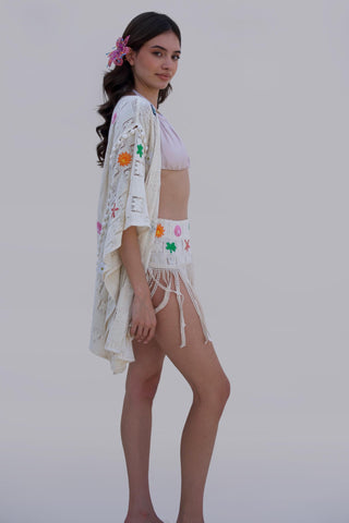 White bonnes vacances chella skirt