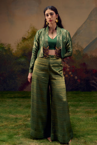 Jacket Set for Indian Wedding – Green Naad Malhar by Muskkaan Kapadia