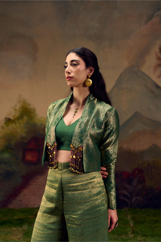 Jacket Set for Indian Wedding – Green Naad Malhar by Muskkaan Kapadia