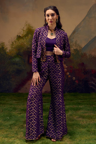 Jacket Set for Indian Wedding – Purple Naad Neelambari by Muskkaan Kapadia