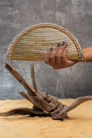 Gold hinted dome clutch, front view, by Nayaab by Sonia at Mrs. G