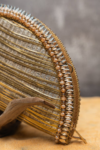 Gold hinted dome clutch, close-up detail, by Nayaab by Sonia at Mrs. G