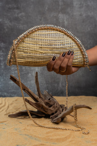 Gold hinted dome clutch, view 6, by Nayaab by Sonia at Mrs. G