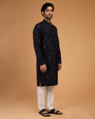 Blue dori work ojis kurta set