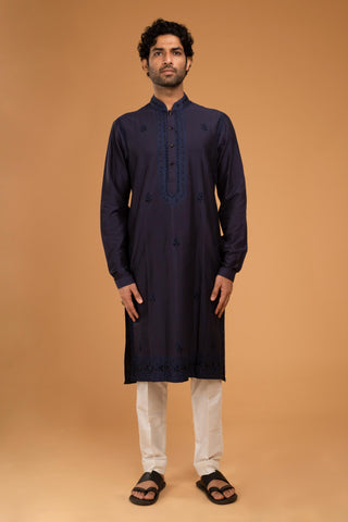 Blue aari embroidery kurta with pant