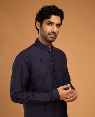 Blue aari embroidery kurta with pant