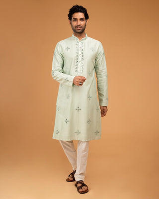 Green mirror kurta set