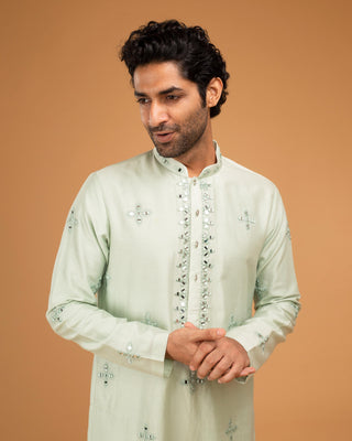 Green mirror kurta set