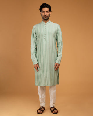 Green pintux work kurta set