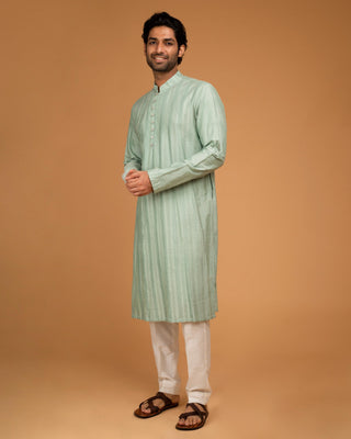 Green pintux work kurta set