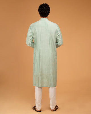 Green pintux work kurta set