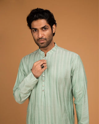 Green pintux work kurta set