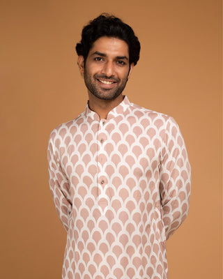Peach ojis kurta set