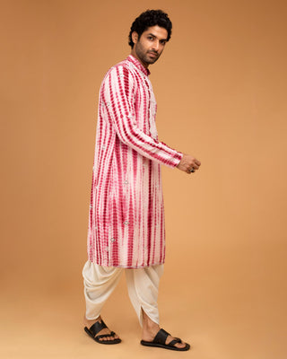 Red tie dye kurta set