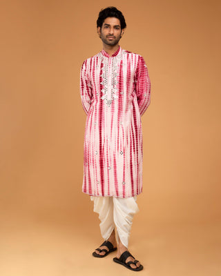 Red tie dye kurta set