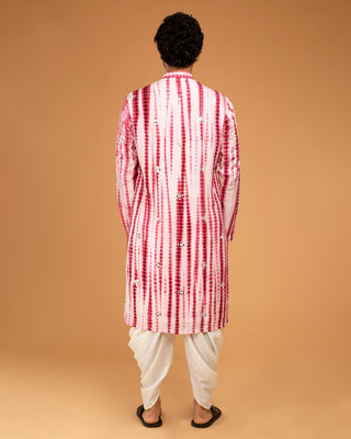 Red tie dye kurta set