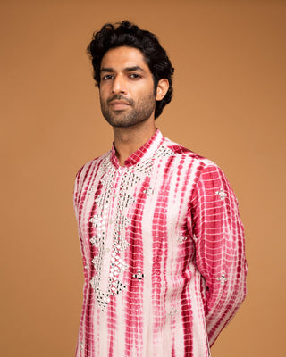 Red tie dye kurta set