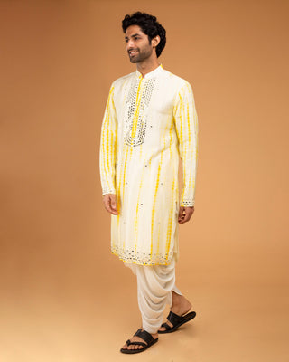 Yellow tie-dye kurta set