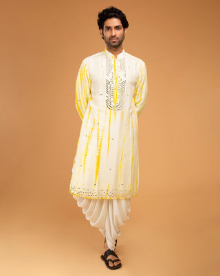 Yellow tie-dye kurta set