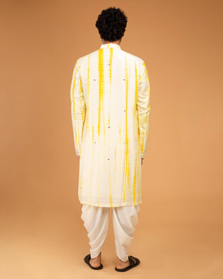 Yellow tie-dye kurta set