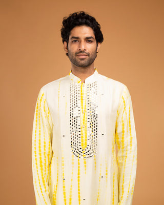 Yellow tie-dye kurta set