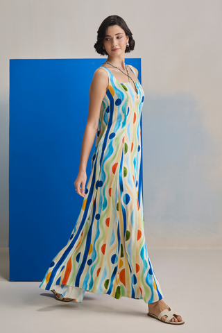 Maxi Dress for Contemporary Wear - Aqua Marina Club Ripple Maxi Dress by Zazu at Mrs. G