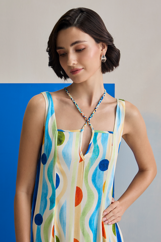Maxi Dress for Contemporary Wear - Aqua Marina Club Ripple Maxi Dress by Zazu at Mrs. G
