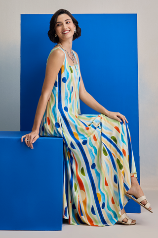 Maxi Dress for Contemporary Wear - Aqua Marina Club Ripple Maxi Dress by Zazu at Mrs. G